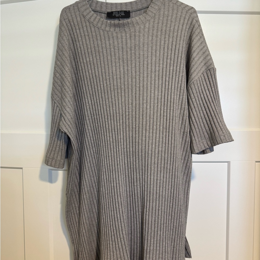 Lex Ribbed Playsuit in Heather Grey